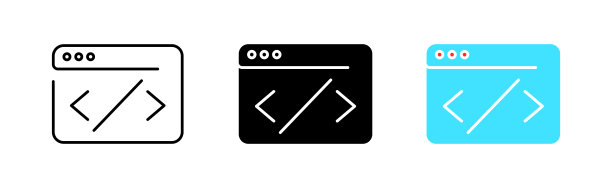 网站行图标。浏览器，计算机，互联网，网站，域名，信息，编程，代码，知识。技术的概念。矢量图标在直线，黑色和彩色风格的白色背景图片下载