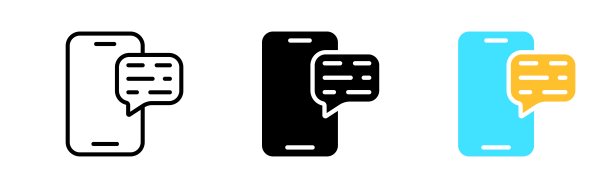 电话语音气泡线图标。电话，平板电脑，小工具，聊天，社区，锁，安全，访问，关闭，不可用。矢量图标在直线，黑色和彩色风格的白色背景图片下载