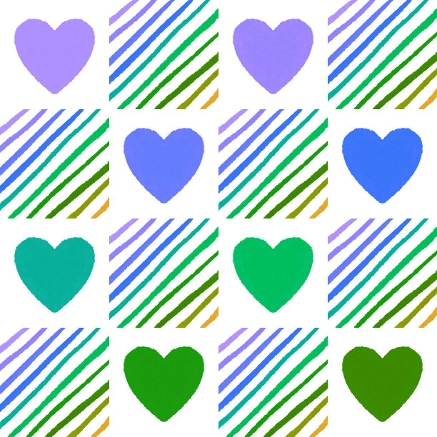 情人节水彩心形无缝图案包装纸和织物图片下载