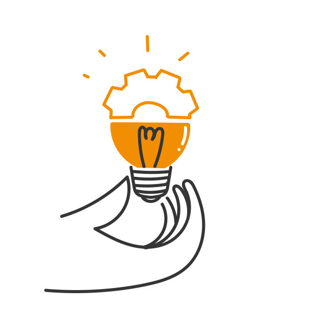 手绘涂鸦半灯泡和齿轮机构插图矢量隔离图片下载