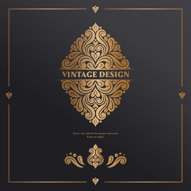 框架与金色矢量点缀在黑色背景。优雅、经典的元素。可用于珠宝、美容、时尚行业。伟大的标志，标志，或任何理想的想法。图片下载