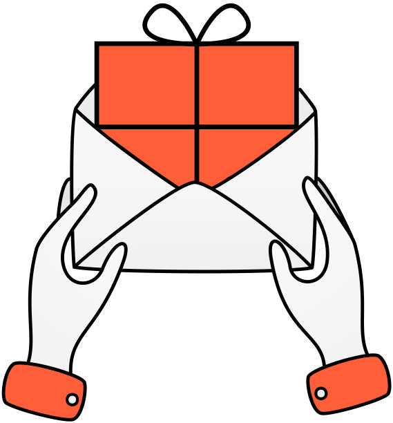 邮寄、交流和节日问候。双手打开装有礼物的信封图片下载