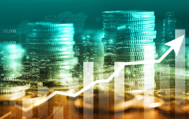 金融和货币技术背景下的商业繁荣和资产概念图片下载