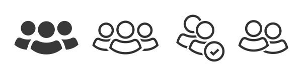 图标组人人矢量简单象形图形，二三人用户队成员队，二三人员工队剪影形状象形剪纸插画集，人群黑白形象图片下载