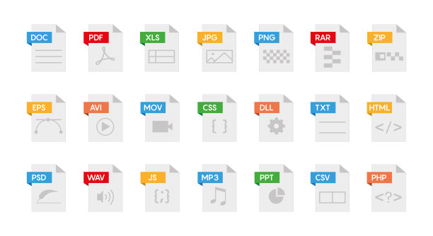 Web文件标签图标集矢量10 eps。图片下载