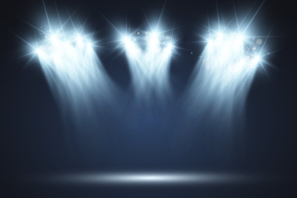 逼真的聚光灯照明。照明设备。图片下载