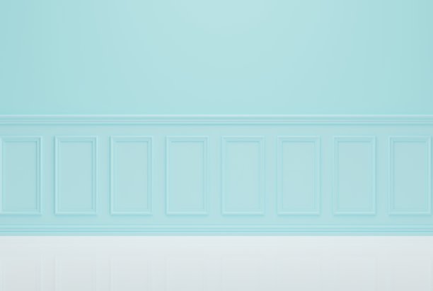 蓝色装饰墙，房间内饰。图片下载