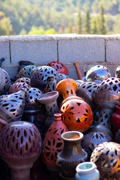 马拉喀什的摩洛哥陶器图片下载