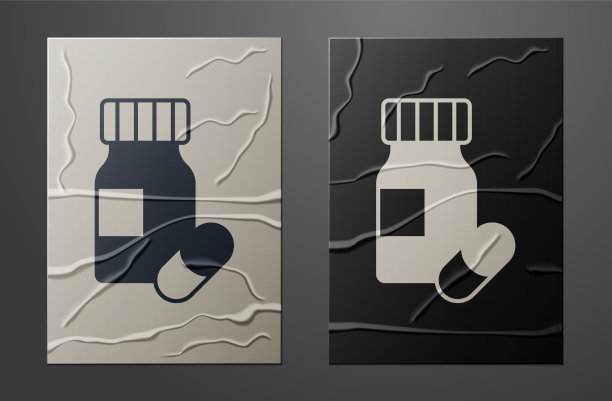 白色药瓶和药片图标隔离上图片下载