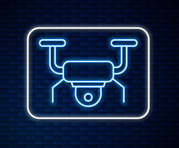 发光的霓虹灯线无人机飞行图标隔离上图片下载