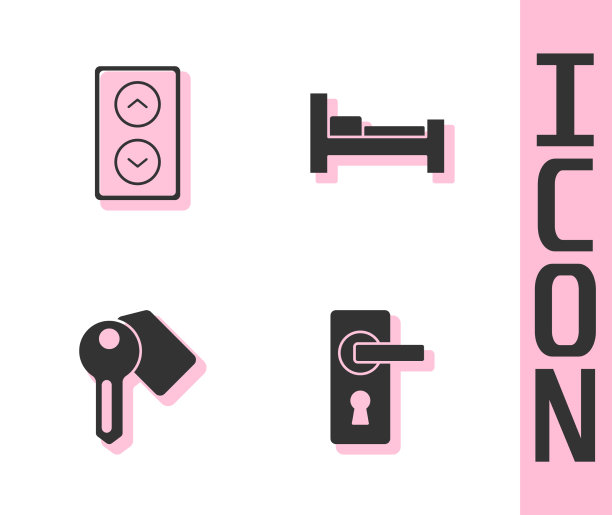 设置门把手、酒店门锁钥匙和房间图片下载