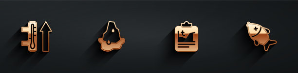 设定全球变暖冰川融化和死鱼图片下载