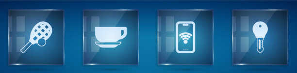 设置网球拍与球咖啡杯移动图片下载