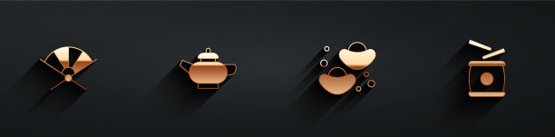 设置中国传统的纸扇茶道图片下载