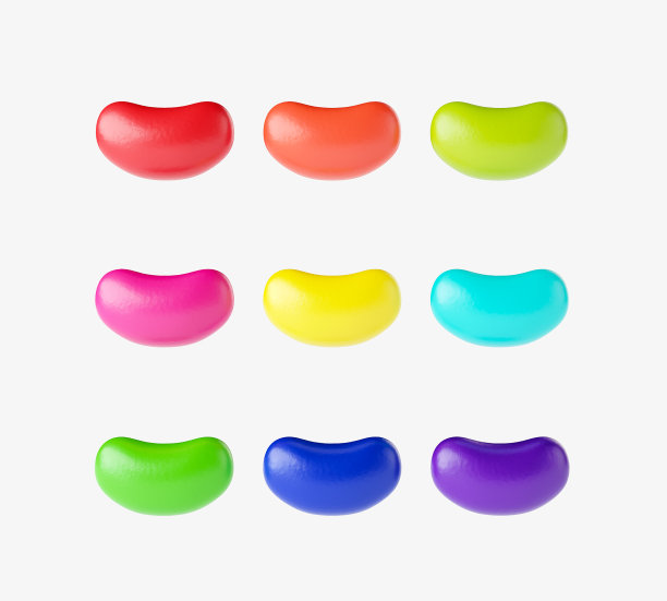 彩色果冻糖果在白色背景上的3D渲染，非常适合包装设计图片下载