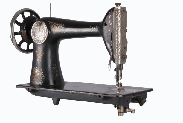 白色背景上的旧缝纫机图片下载