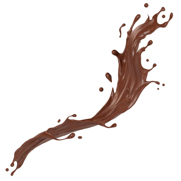 巧克力孤立飞溅波，与裁剪路径3D插图。图片下载