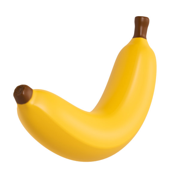 香蕉隔离在白色背景，与修剪路径3D插图。图片下载