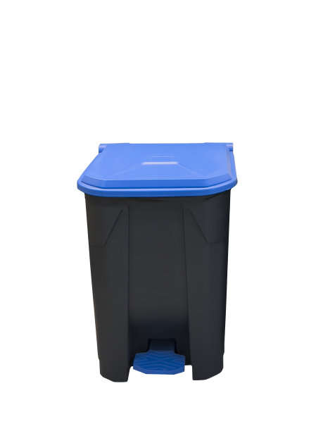 回收站蓝色桶盖在白色背景与修剪路径图片下载