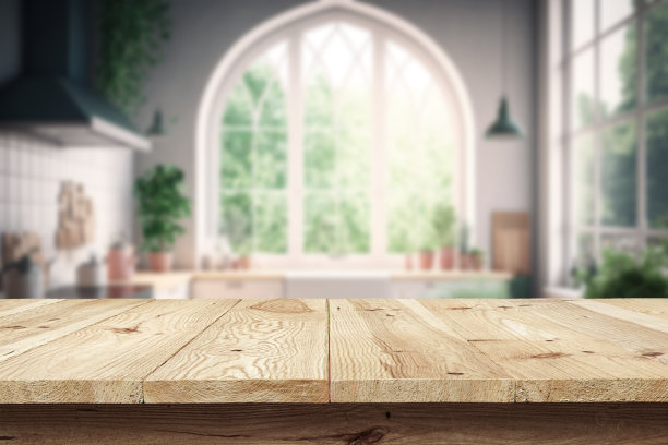 桌子上的物体在厨房背景图片下载