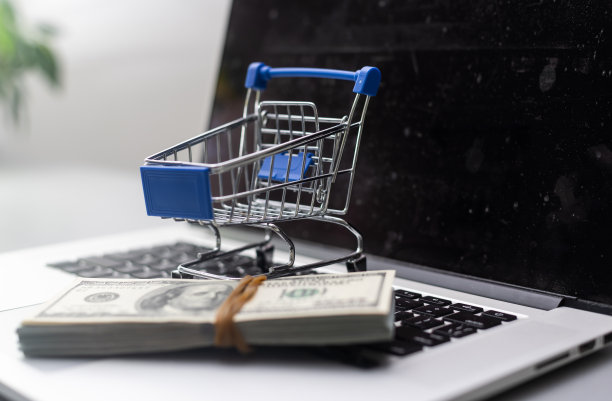 白色钞票的玩具购物车，图片下载