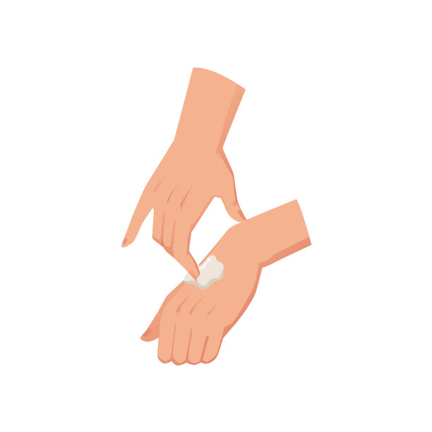 女性双手应用米色奶油平面风格，矢量插图图片下载