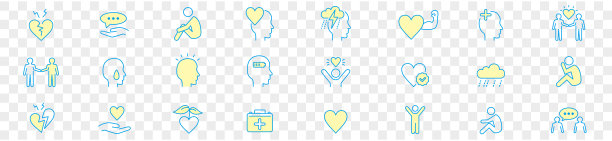 心理学与精神健康线性图标图片下载