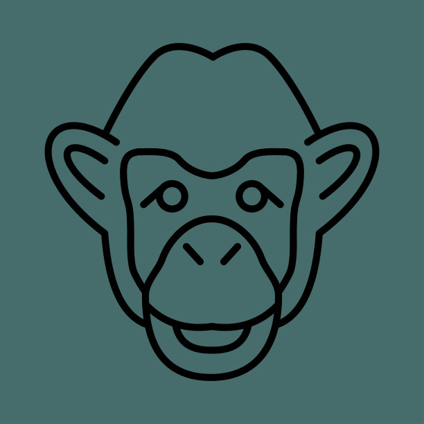 猴头标志，线性图标图片下载