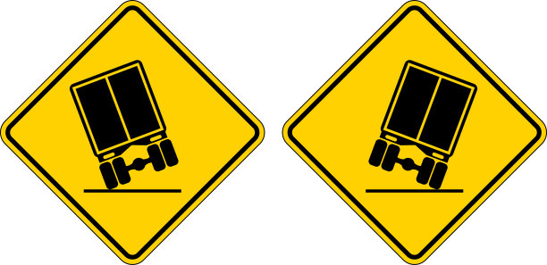 交通标志，卡车下降图形在白色背景图片下载