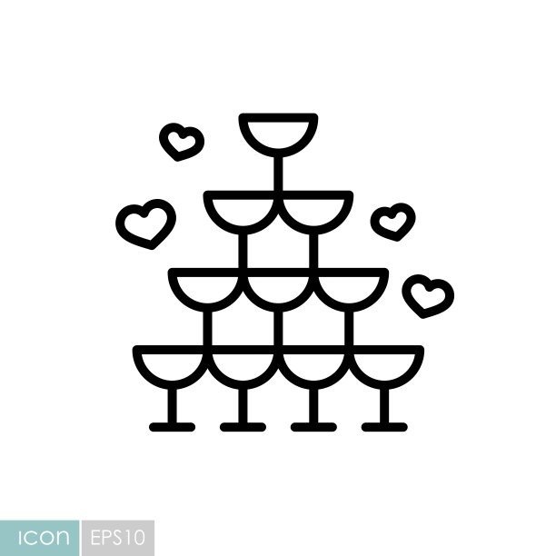 婚庆金字塔由眼镜孤立矢量图标图片下载