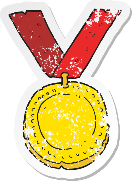 复古心疼贴纸的卡通奖章图片下载