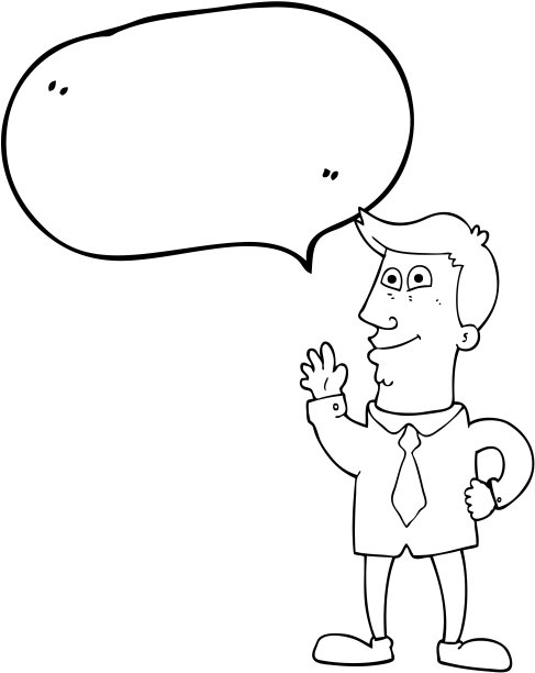 手绘演讲泡泡卡通挥手男子图片下载