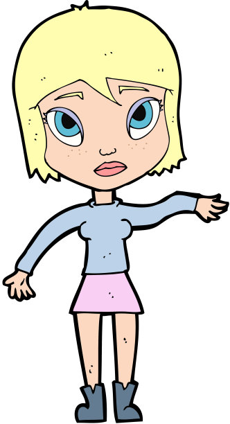 挥手的卡通女人图片下载