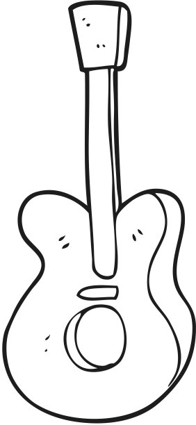 手绘黑白卡通吉他图片下载