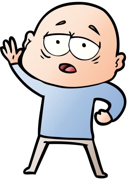 卡通疲惫的秃头男人图片下载