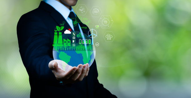 净碳中和。在商业方面，污染和有效管理与净零标志-可再生能源，减少二氧化碳排放，绿色生产和废物回收图片下载