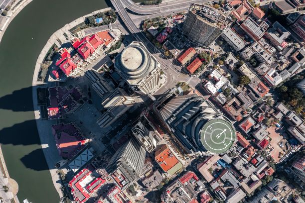 天津海河风景区航拍照片，天津是中国的滨江城市图片下载