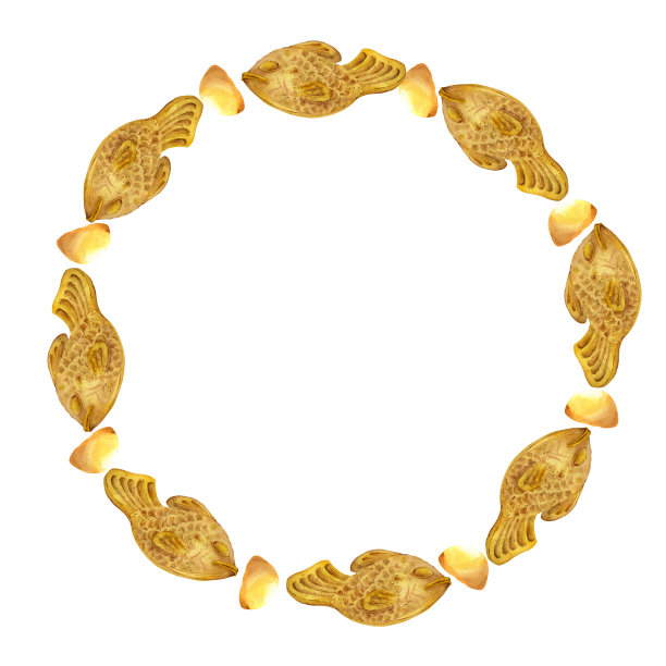 水彩手绘的日本传统糖果。用叶子做的日式烧和麻糬圈。孤立在白色背景上。设计邀请函，餐厅菜单，贺卡，印刷，纺织图片下载