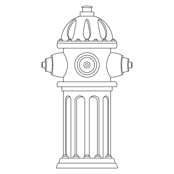 线条艺术风格的消防栓。图片下载