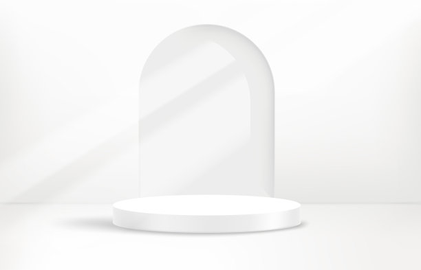 明亮的空深蓝色内部与讲台。设计模板。三维矢量背景图片下载