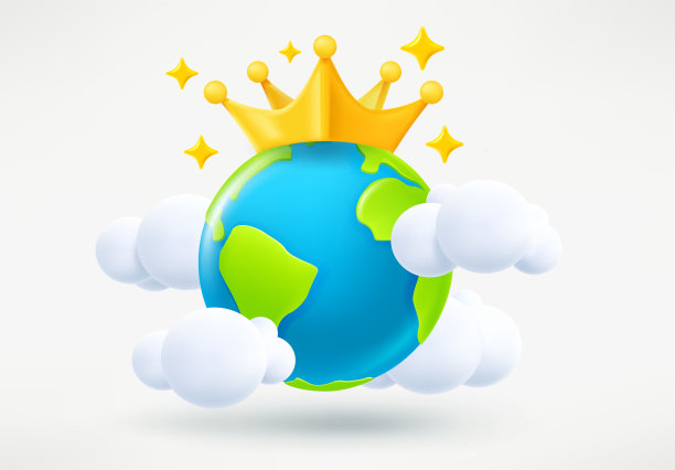 大地上的金冠。世界帝国的概念。三维矢量插图图片下载