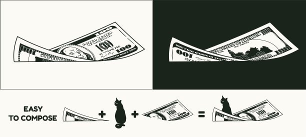 正反两面扭曲的100美元美钞。图片下载