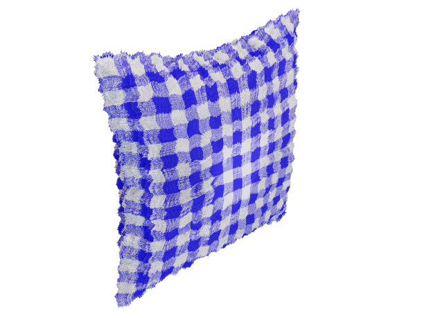 蓬松的蓝色格子枕头。3 d渲染。图片下载