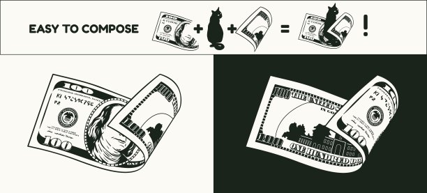 折叠的正反两面的100美元钞票。图片下载