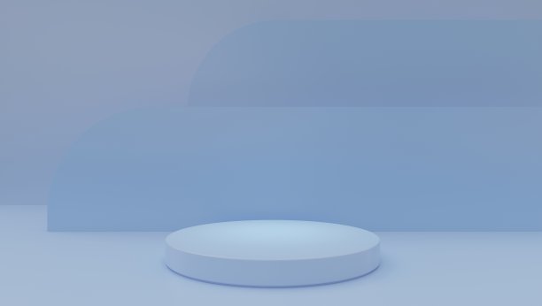 在浅蓝色背景上有一个圆或拱门的讲台的3D模型。明亮的抽象产品模型蓝色图片下载