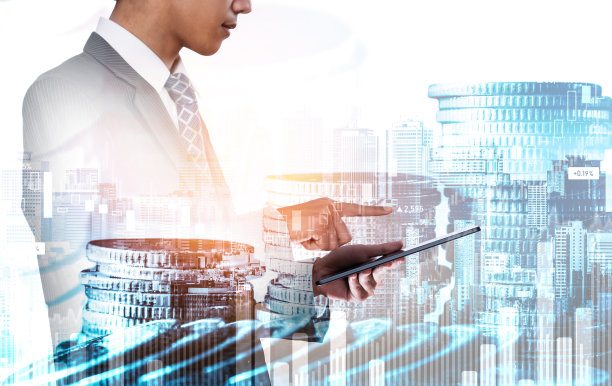 商人工作与数字金融业务图形感知技术图片下载