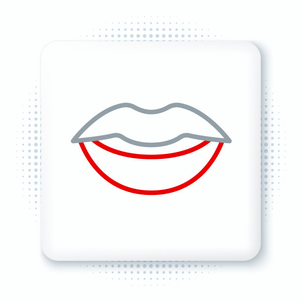 线条微笑的嘴唇图标孤立在白色上图片下载