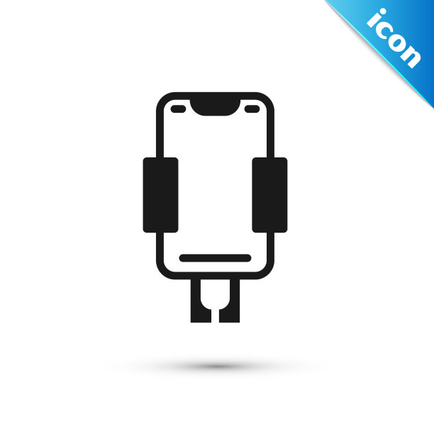 灰色手机支架图标孤立在白色上图片下载