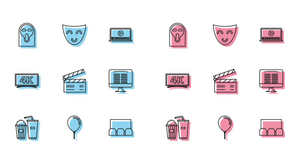 设定线爆米花和汽水饮料玻璃气球图片下载