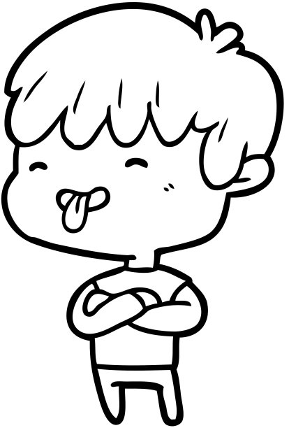 一个男孩伸出舌头的线条画图片下载
